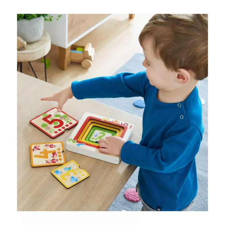 HABA Counting Friends Wood Layering Puzzle Fosters Number Recognition from 1-5