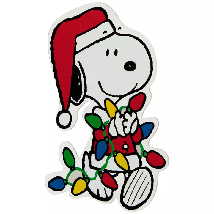 Northlight Peanuts Snoopy Gathers the Lights Double Sided Christmas Window Cling Decoration