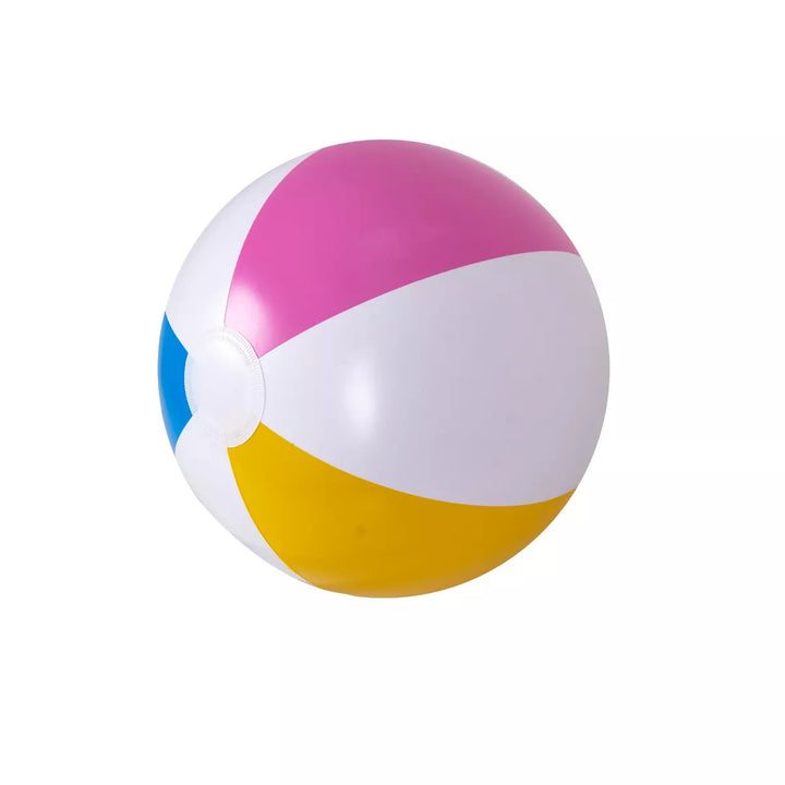 Pool Central 16" Inflatable 6-Panel Beach Ball Swimming Pool Toy - White/Pink