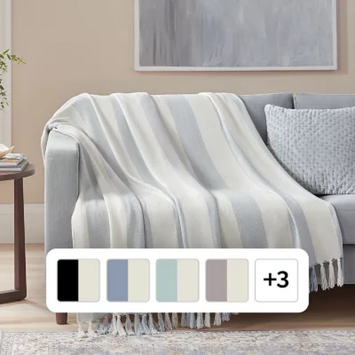 Member'S Mark Cotton Stripe Throw with Tassels, 60" X 70" (Assorted Colors)