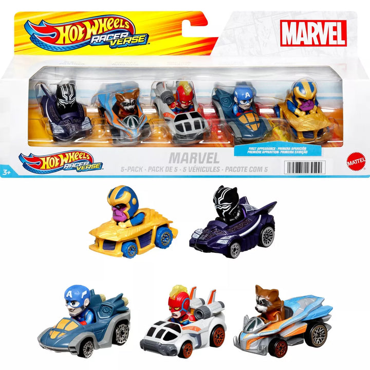 Hot Wheels Racerverse Marvel Diecast Vehicle Set - 5Pk