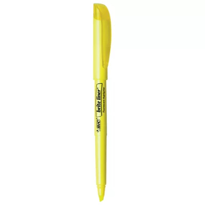 BIC Brite Liner Highlighter, Chisel Tip, Fluorescent Yellow, 12Pk.