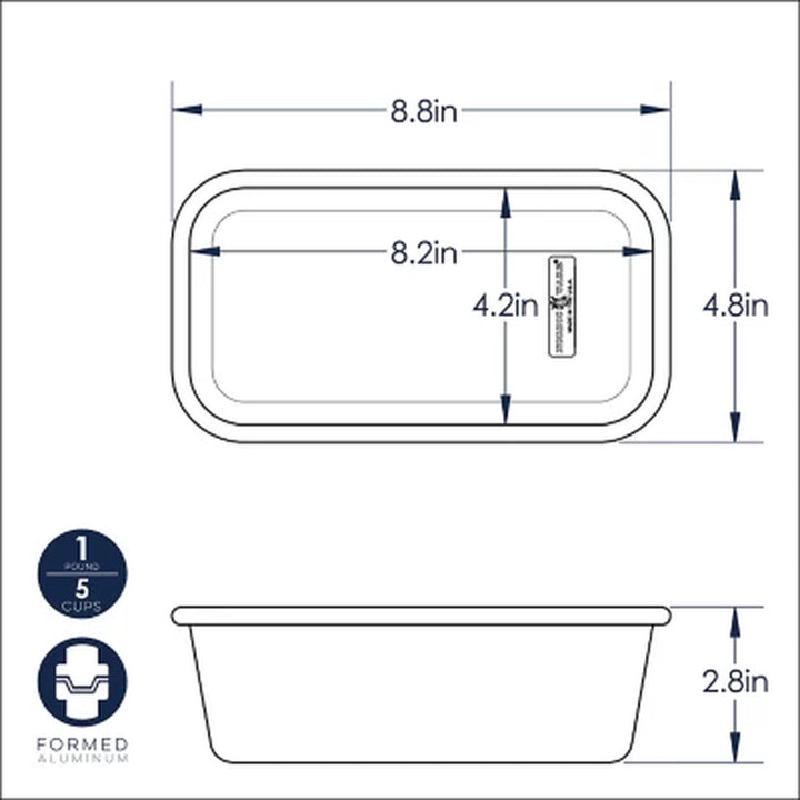 Nordic Ware Natural Aluminum 1Lb Loaf Pan, 2 Pack