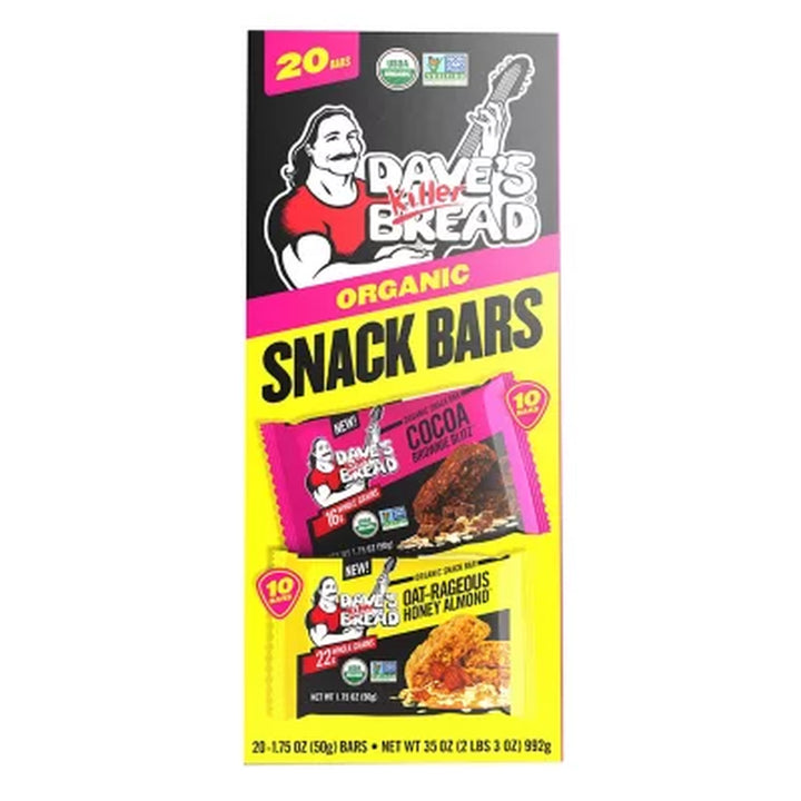 Dave'S Killer Bread Organic Snack Bars, Cocoa Brownie Blitz and Oat-Rageous Honey Almond (20 Ct.)