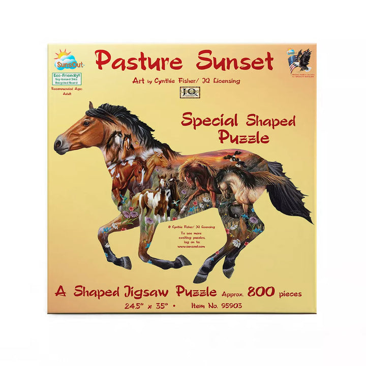 Sunsout Pasture Sunset 600 Pc Special Shape Jigsaw Puzzle 95903