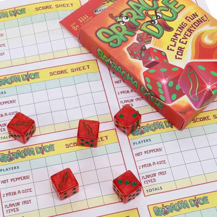 TDC Games Sriracha Dice Game - Flaming Fun for Everyone, Great for Party Favors, Family Games, Stocking Stuffer, Bar Games, Travel Games