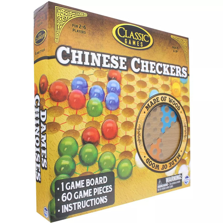 The Canadian Group Classic Games Wood Chinese Checkers Set | Board & 60 Game Pieces