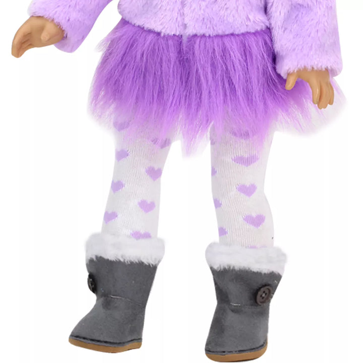 Sophia’S Gray Winter Button Boots W/ Faux Fur Accessory for 18" Dolls