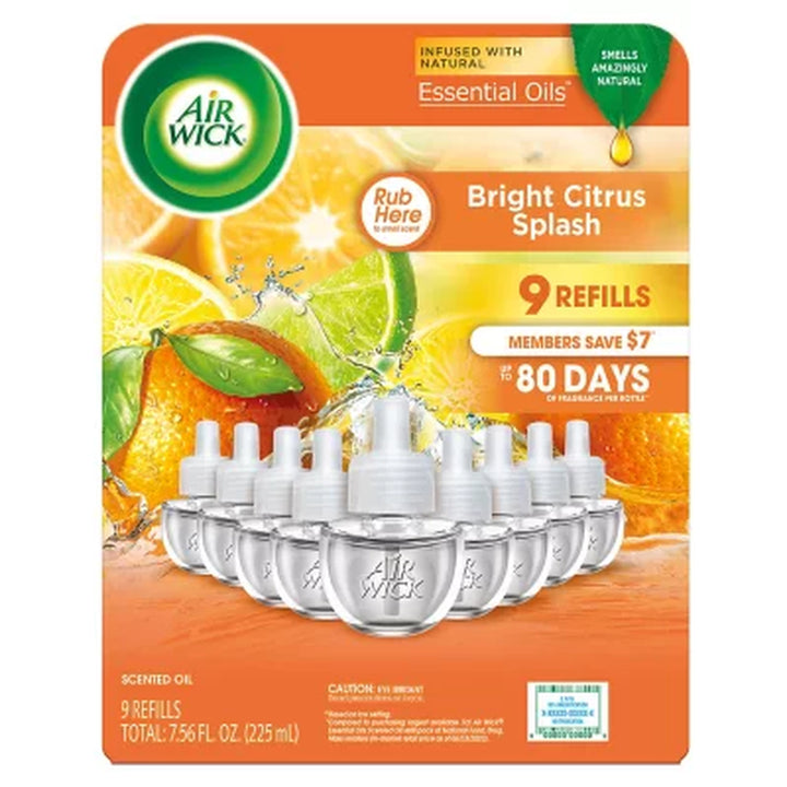 Air Wick Scented Oil Air Freshener, Bright Citrus, 9 Refills