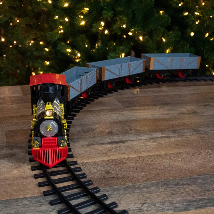 Northlight 20-Piece Battery Operated Red and Gold Animated Classic Christmas Train Set with Sound