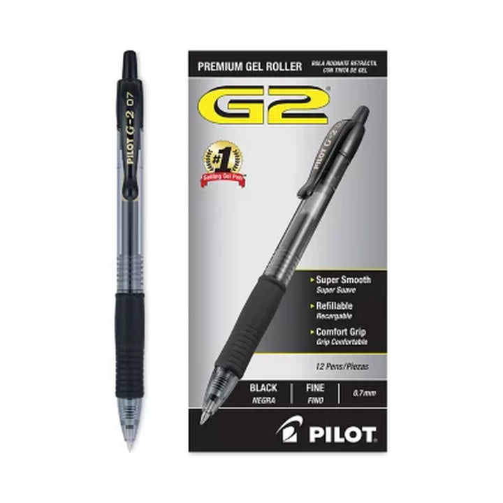 Pilot - G2 Gel Roller Ball, Retractable, Fine, Various Colors - 12 Pens