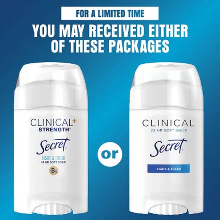 Secret Clinical Soft Solid Antiperspirant and Deodorant, Light & Fresh, 1.6 Oz., 3 Ct.