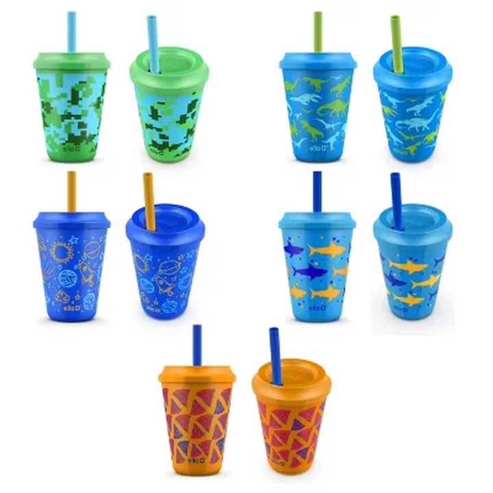 Ello Kids 12-Ounce Color Changing Tumblers with Lids and Straws, 10 Pack (Assorted Colors)