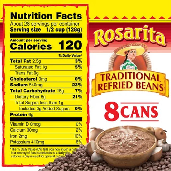 Rosarita Traditional Refried Beans 8 Pk.