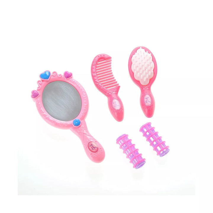 Link Worldwide Beauty Salon Fashion Play Set with Hairdryer, Mirror, and Accessories Pretend Play Toys - Pink