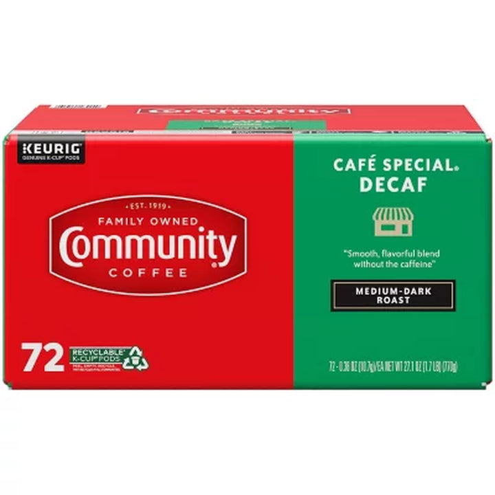 Community Coffee Café Special Decaf Medium-Dark Roast Single Serve (72 Ct.)