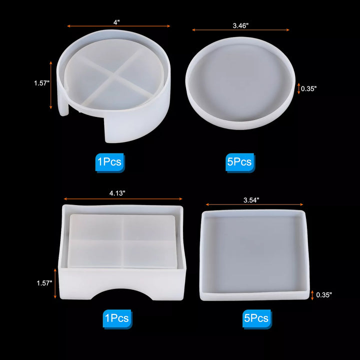 Unique Bargains Rectangle and round Silicone Non-Deformable Cup Mould Set 12 Pcs