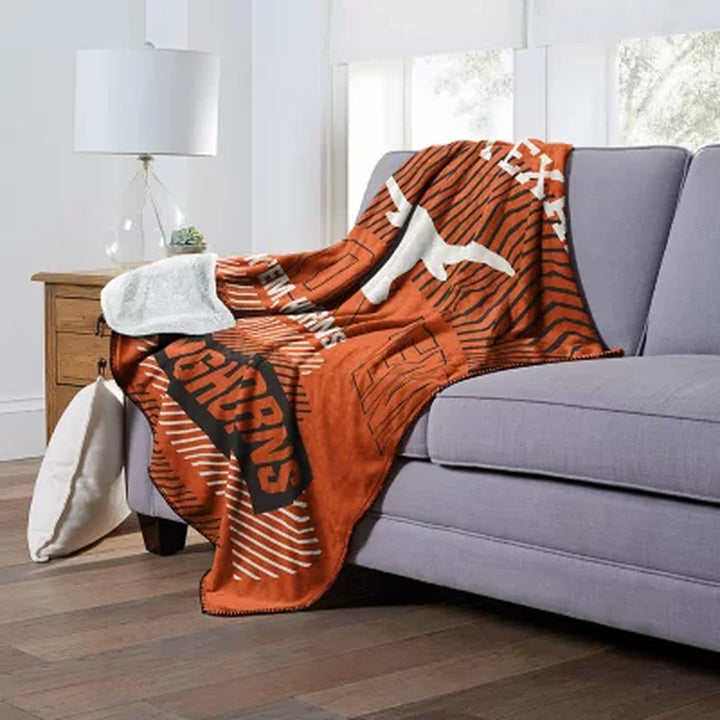 Officially Licensed NCAA Cloud Throw Blanket with Sherpa Back, 60" X 70"-Texas