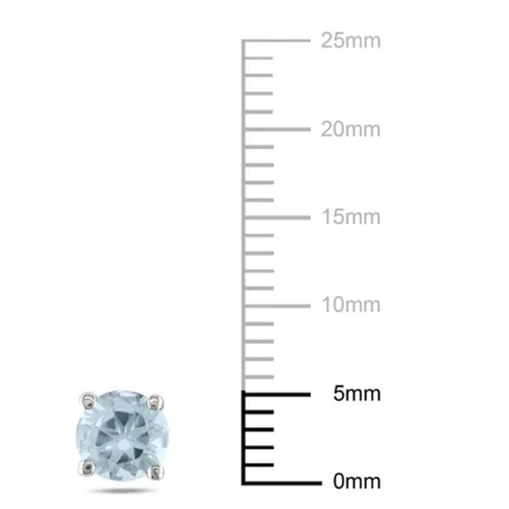 Aquamarine Solitaire Stud Earrings in 14K White Gold