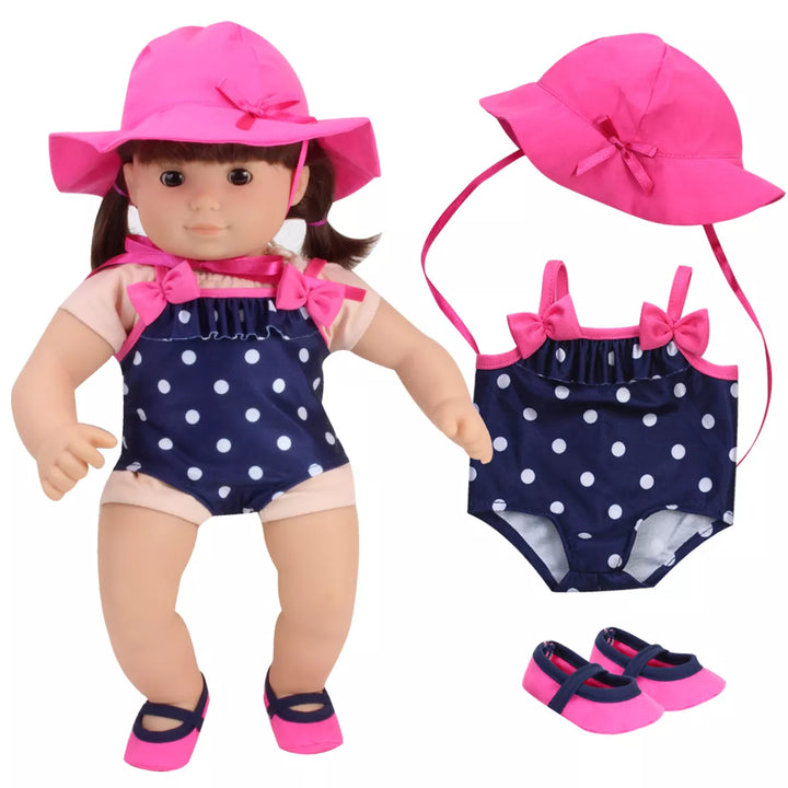 Sophia’S Polka Dot Bathing Suit Set for 15'' Dolls, Navy/Pink