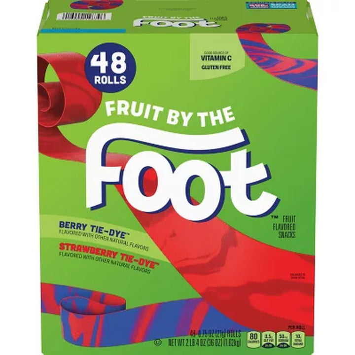 Fruit by the Foot Snacks, Berry Tie-Dye and Strawberry Variety Pack 48 Ct.