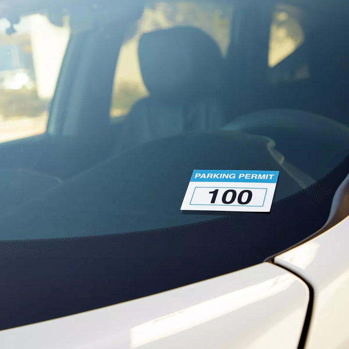 Juvale 100-Pack 1-100 Reflective Sequentially Numbered Parking Permit Stickers (2 X 3 In)