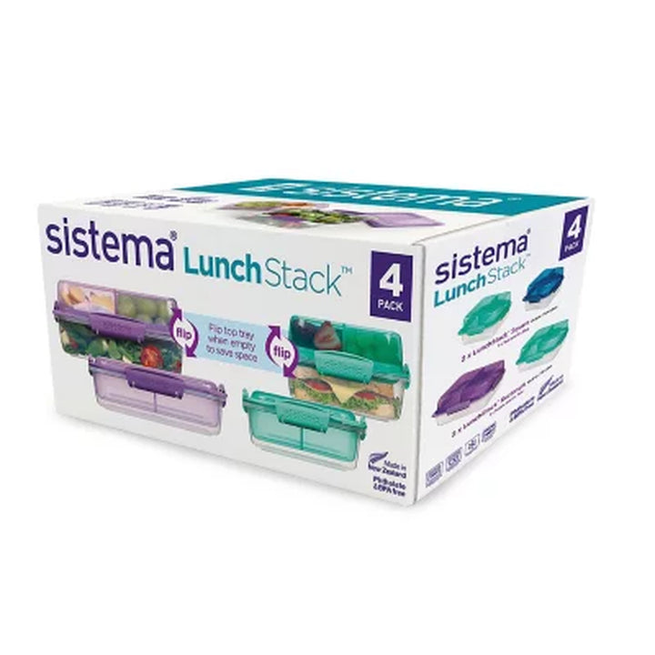 Sistema Lunchstack to GO Stackable Lunch Containers 4-Pack