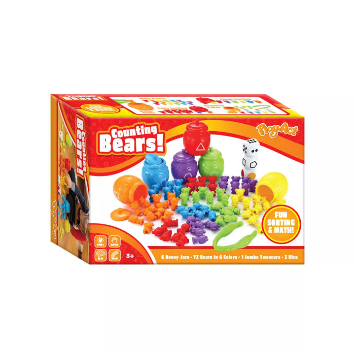 JOYIN Play-Act Counting Bears 82-Piece Toy Set Color Recognition, Tweezers, Dice, Instruction Book, Educational Gift