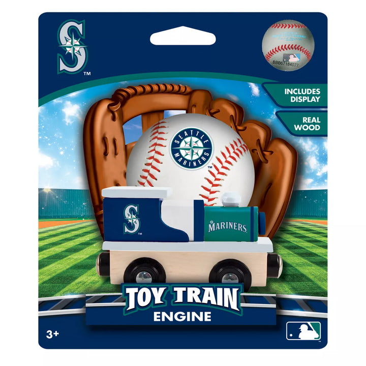 Masterpieces Officially Licensed MLB Seattle Mariners Wooden Toy Train Engine for Kids.