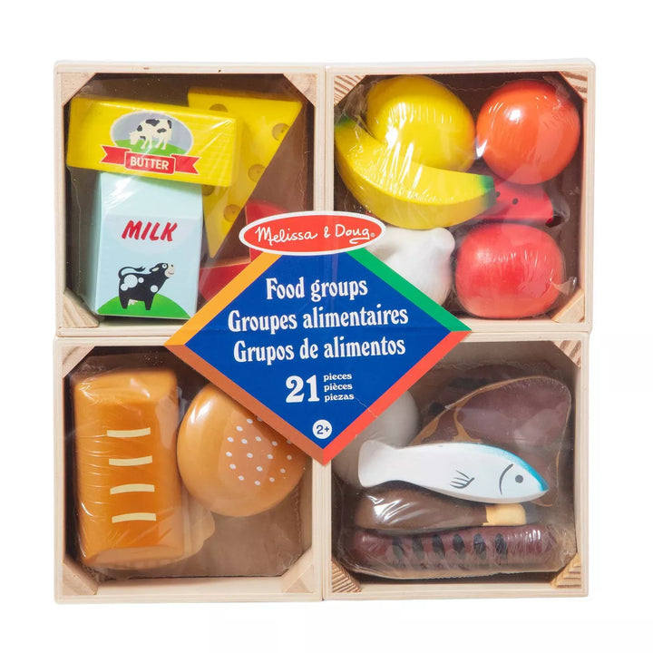 Melissa & Doug Food Groups - 21Pc Wooden and 4 Crates