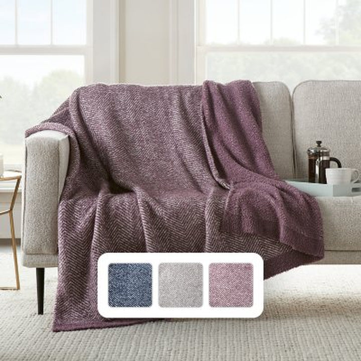 Member'S Mark Luxury Premier Collection Herringbone Cozy Knit Throw (Assorted Colors)