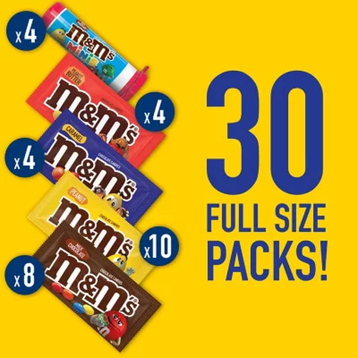 M&M'S Variety Pack Chocolate Candy, Full Size, 30 Pk.