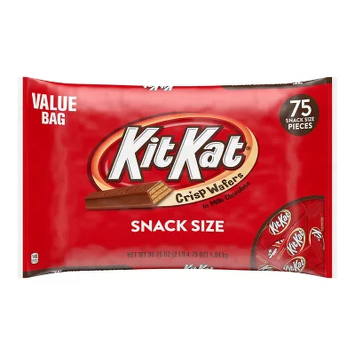 KIT KAT Milk Chocolate Wafer Candy Bars, Snack Size, 75 Pcs.