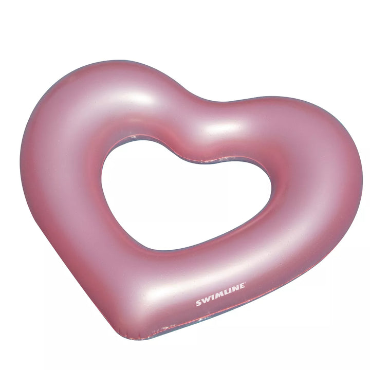 Swimline Metallic Heart Shaped Inner Tube Swimming Pool Float - 68" - Pink