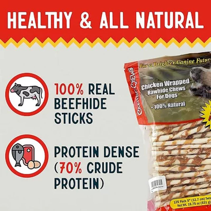 Canine Chews Chicken-Wrapped Rawhide Chews for Dogs 125 Ct.