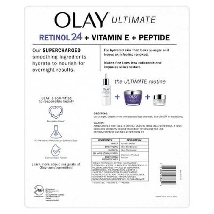 Olay Ultimate Retinol 24 + Vitamin E + Peptide Night Moisturizer, 1.7 Oz., 2 Pk.