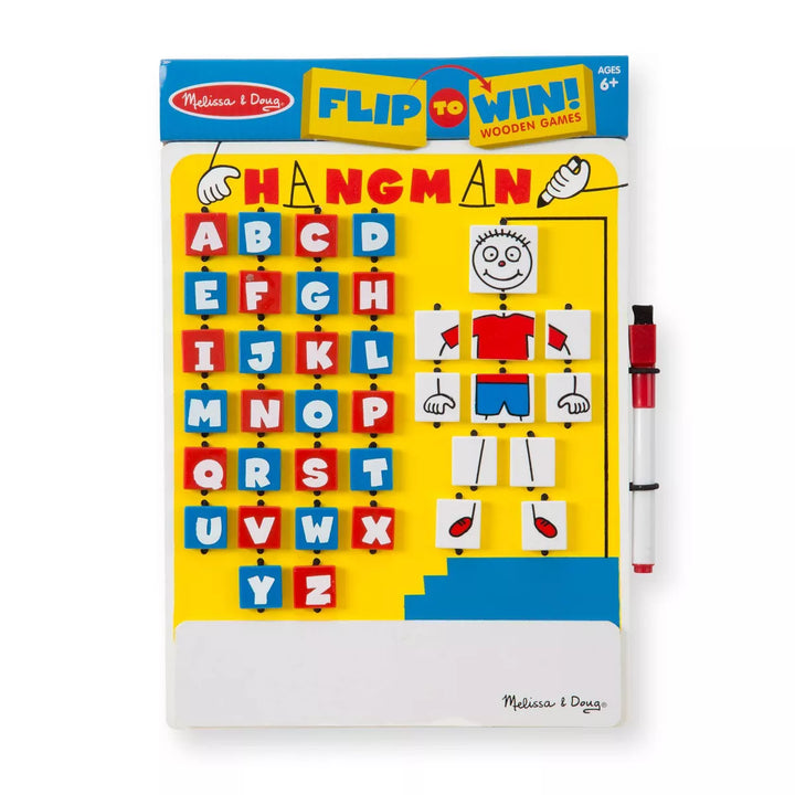 Melissa & Doug Flip to Win Travel Hangman Game - White Board, Dry-Erase Marker