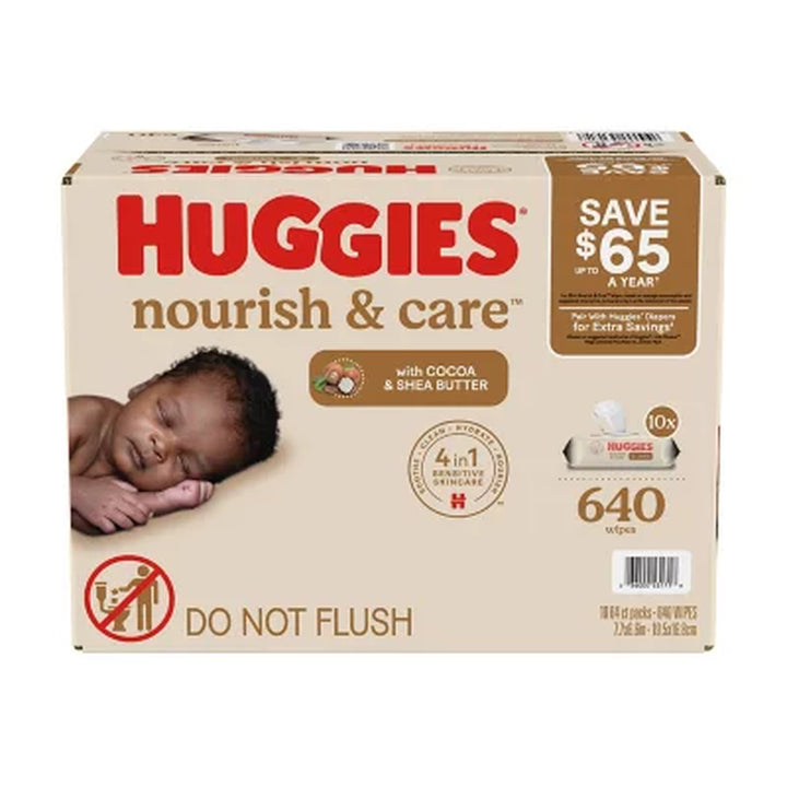 Huggies Nourish & Care Scented Baby Wipes, 10 Packs 640 Ct.