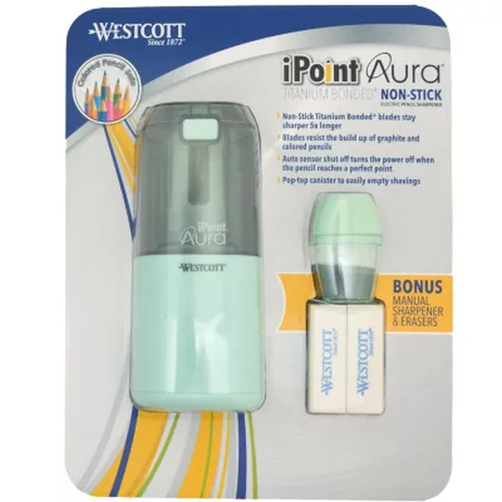 Westcott Ipoint Aura Ti Nonstick Electric Pencil Sharpener (Choose a Color)