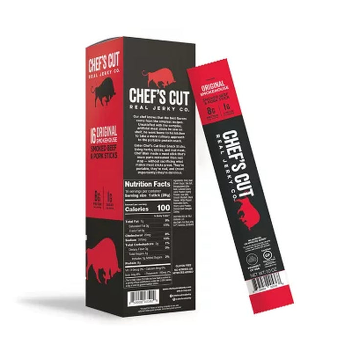 Chef’S Cut Real Jerky Co. Smoked Beef and Pork Sticks, Original Smokehouse 1 Oz., 16 Pk.