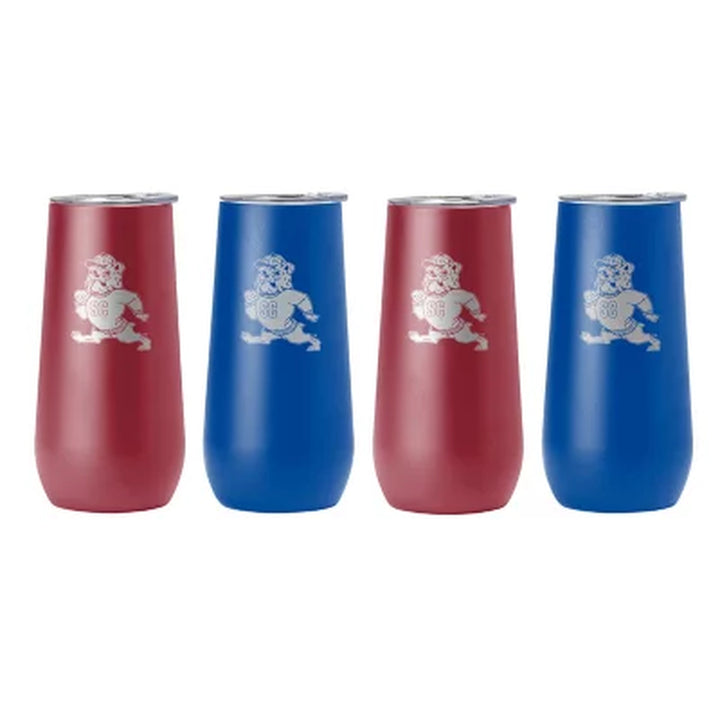 Logo Brands HBCU 10Oz Stainless Steel Insulated Tumblers with Lids, 4 Pack , Assorted Teams