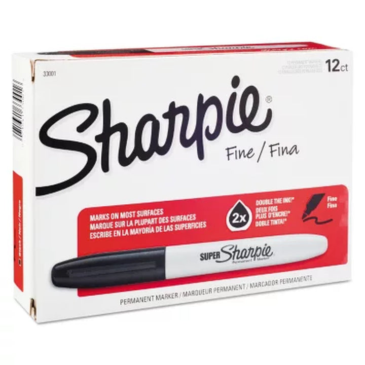 Sharpie Super Permanent Markers, Select Color Fine, 12 Ct.