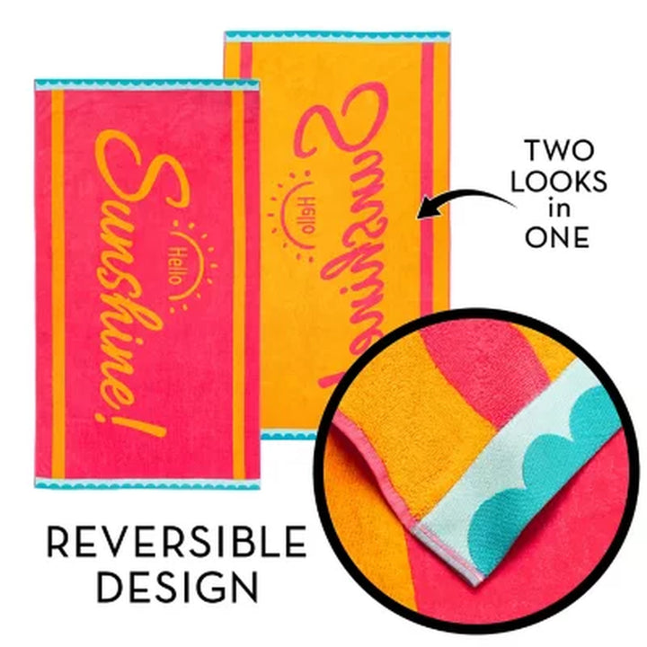 Member'S Mark Oversized 2Pk Beach Towels, 40" X 72", Assorted Designs