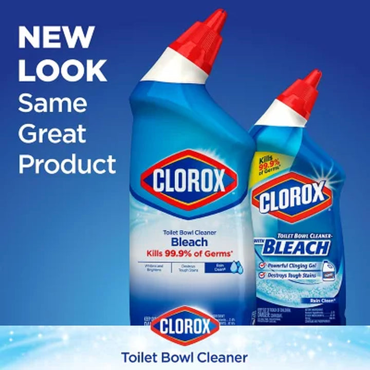 Clorox Toilet Bowl Cleaner with Bleach, Rain Clean 24 Oz., 6 Pk.