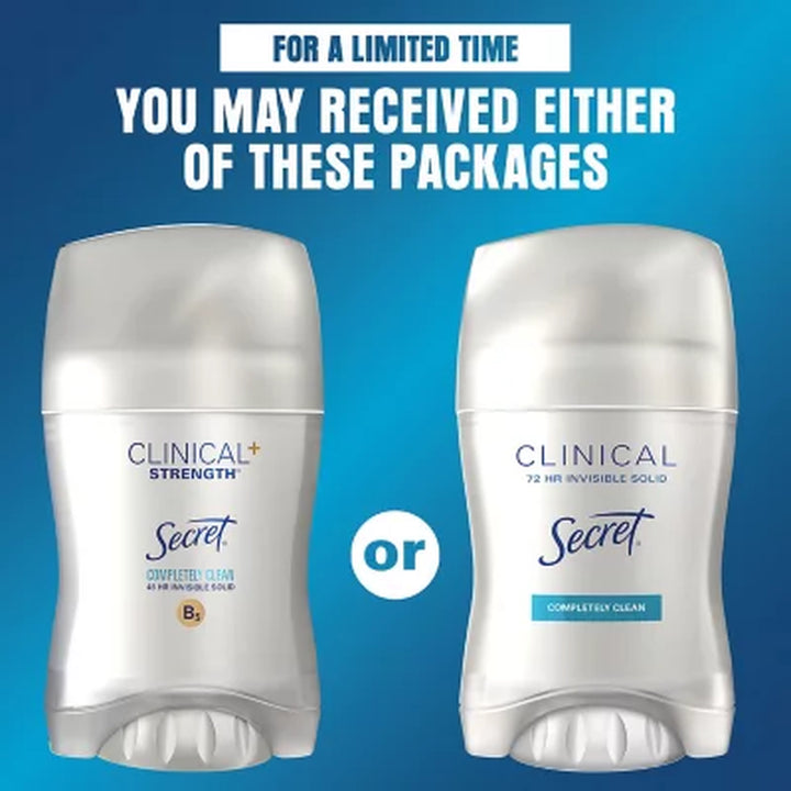 Secret Clinical Invisible Solid Antiperspirant and Deodorant, Completely Clean, 1.6 Oz., 3 Pk.