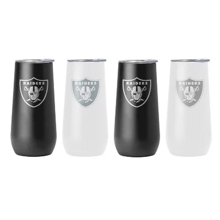 Logo Brands NFL 10Oz Stainless Steel Insulated Tumblers with Lids, 4 Pack, Assorted Teams