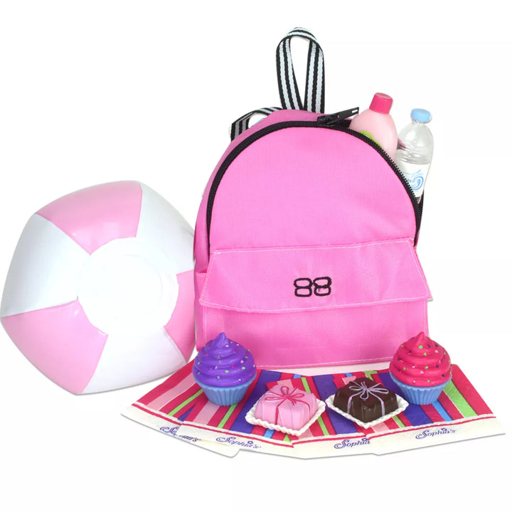 Sophia’S Beach Day Backpack with Accessories Set for 18'' Dolls, Pink