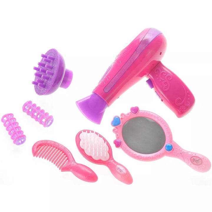 Link Worldwide Beauty Salon Fashion Play Set with Hairdryer, Mirror, and Accessories Pretend Play Toys - Pink