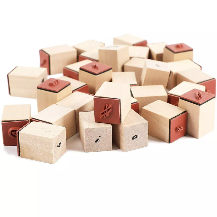 Juvale 60-Pack Wood Rubber Stamps, Cursive Alphabet Stamp Set, 0.6 X 0.6 X 0.9 In