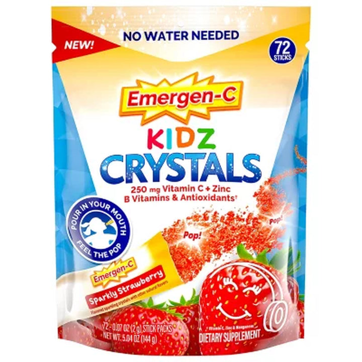 Emergen-C KIDZ Crystals On-The-Go 250 Mg Vitamin C Immune Support, Strawberry 72 Ct.